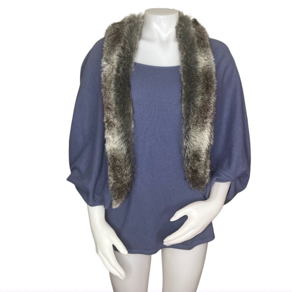 RANDOLPH DUKE Sweater Twin Set Faux Fur Collar Angora Merino Blend Plus Size 3X